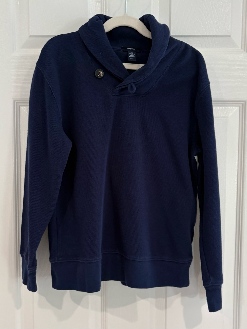 GAP Navy Blue Shawl-Collar Pullover Long Sleeve Sweatshirt Sweater Boys L 10/12